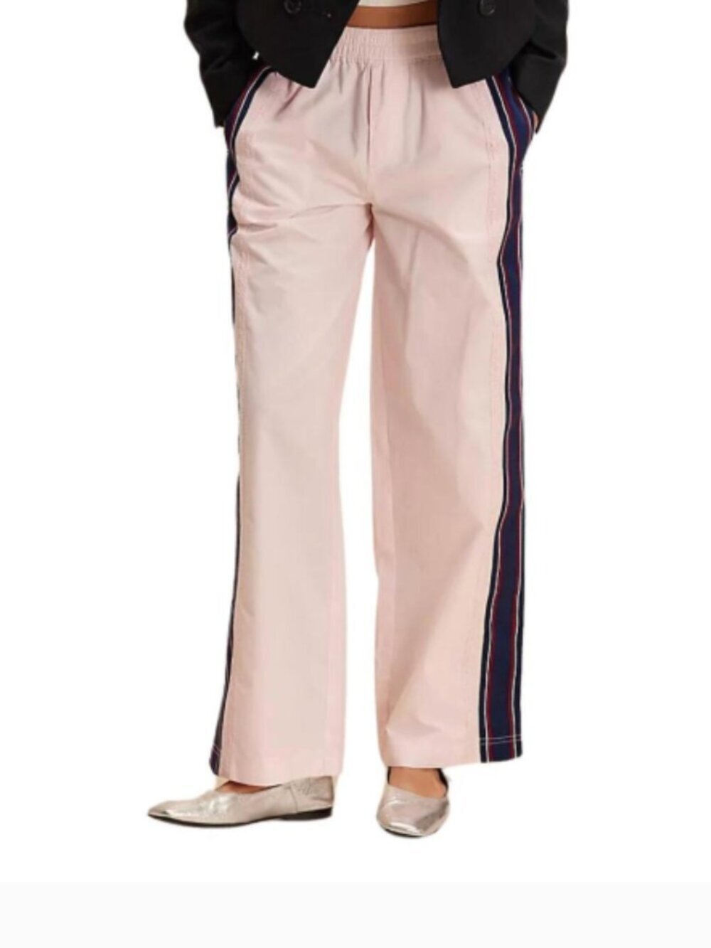 Free People Team Spirit Pull-On Pants Wide Leg Relaxed Pep Pink Size Medium NWT